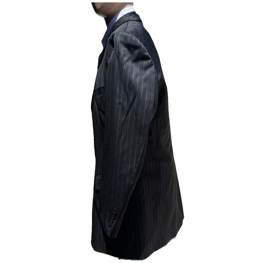 Hugo boss stretch Men (42R) made in USA black pinstripe formal business‎ blazer